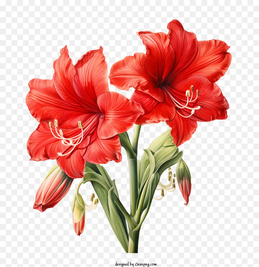 Цветок Амариллис，красный цветок PNG