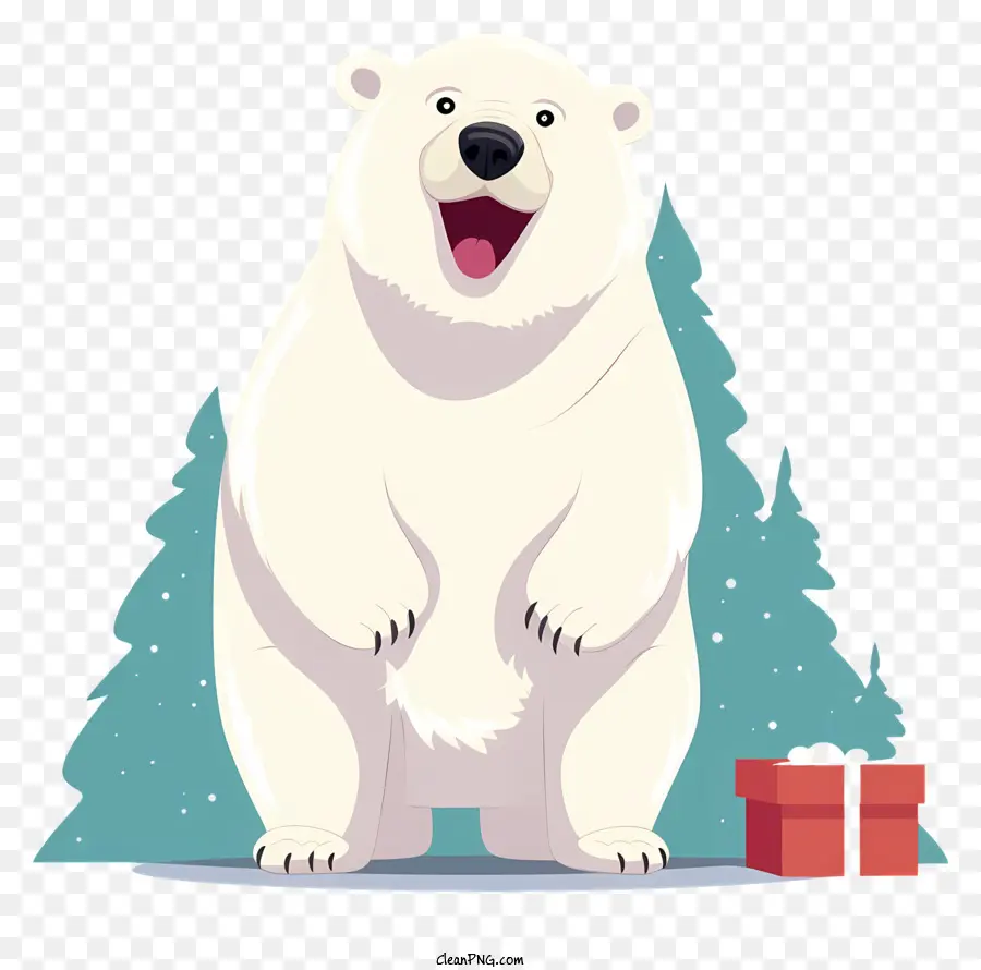 Полярный медведь，Снежный лес PNG