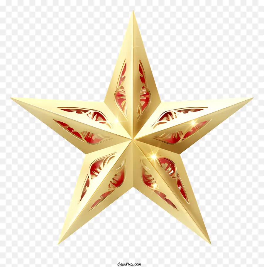 Золотая металлическая звезда，Decorations PNG