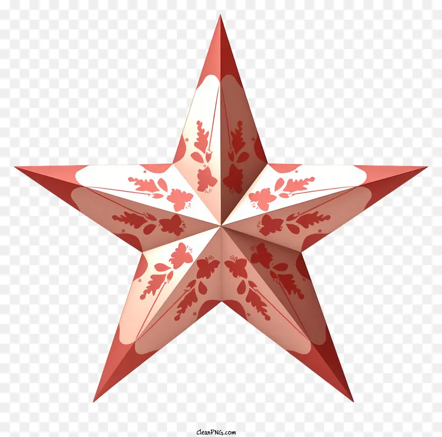 Красная звезда，цветочный дизайн PNG