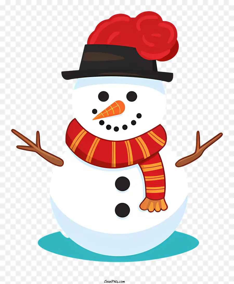 Снеговик，красный шарф PNG