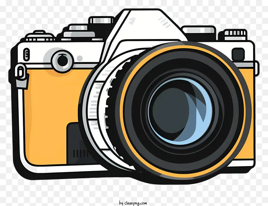 цифровой фотоаппарат，Желтая и черная камера PNG
