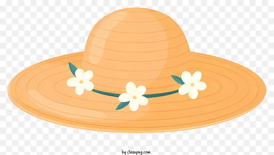 Соломенная шляпа，цветочный дизайн PNG
