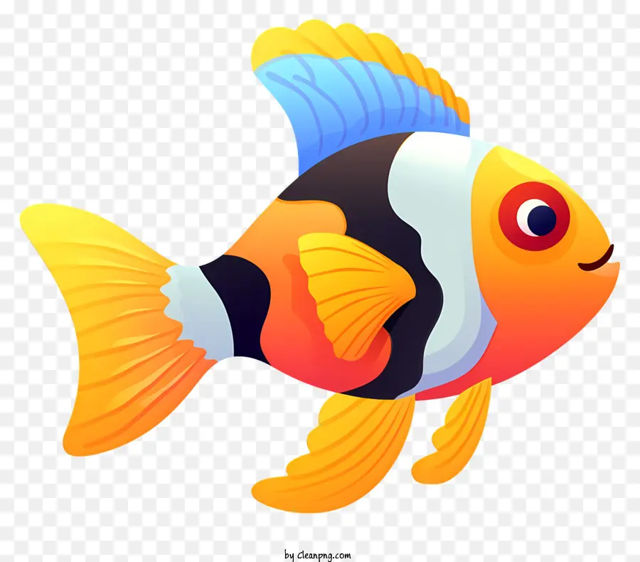 красочная рыба，белый PNG
