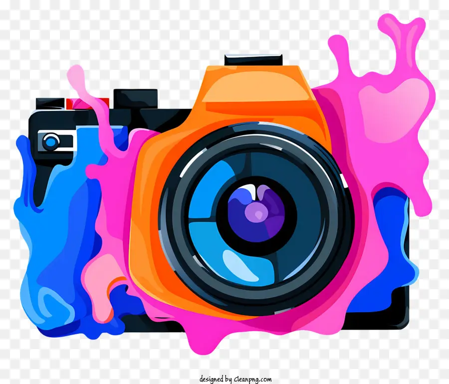 Электронная камера，Красочный эффект краски PNG