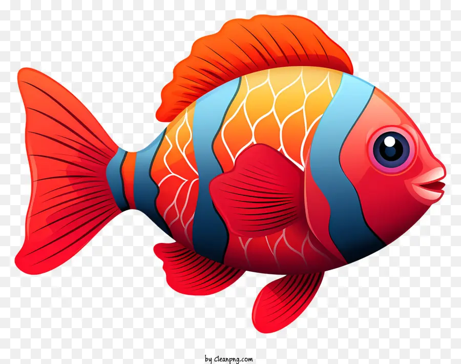 красная и синяя рыба，полосатая рыба PNG