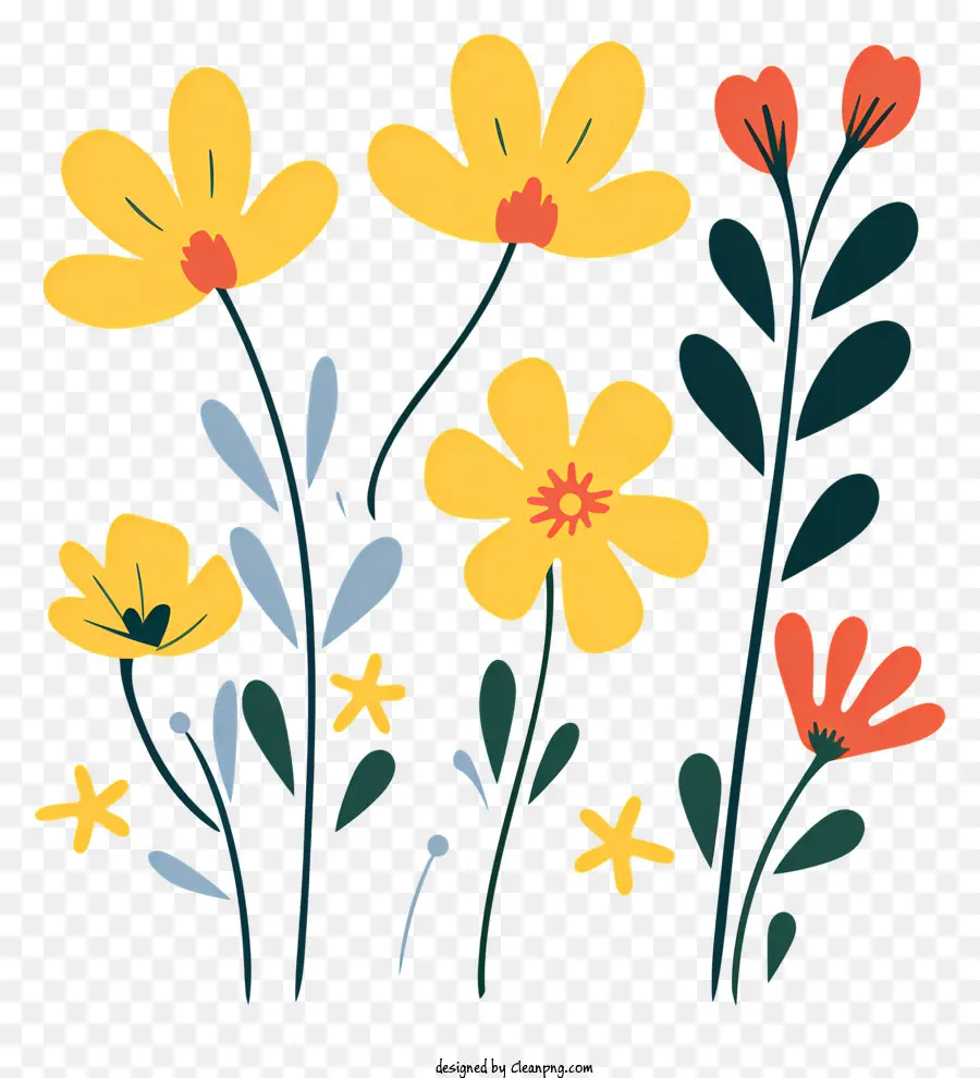 цветочная композиция，Colored Flowers PNG