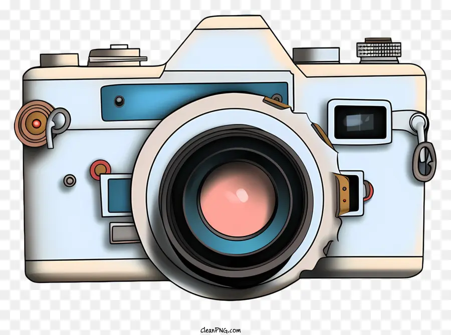старинный фотоаппарат，Синяя камера PNG