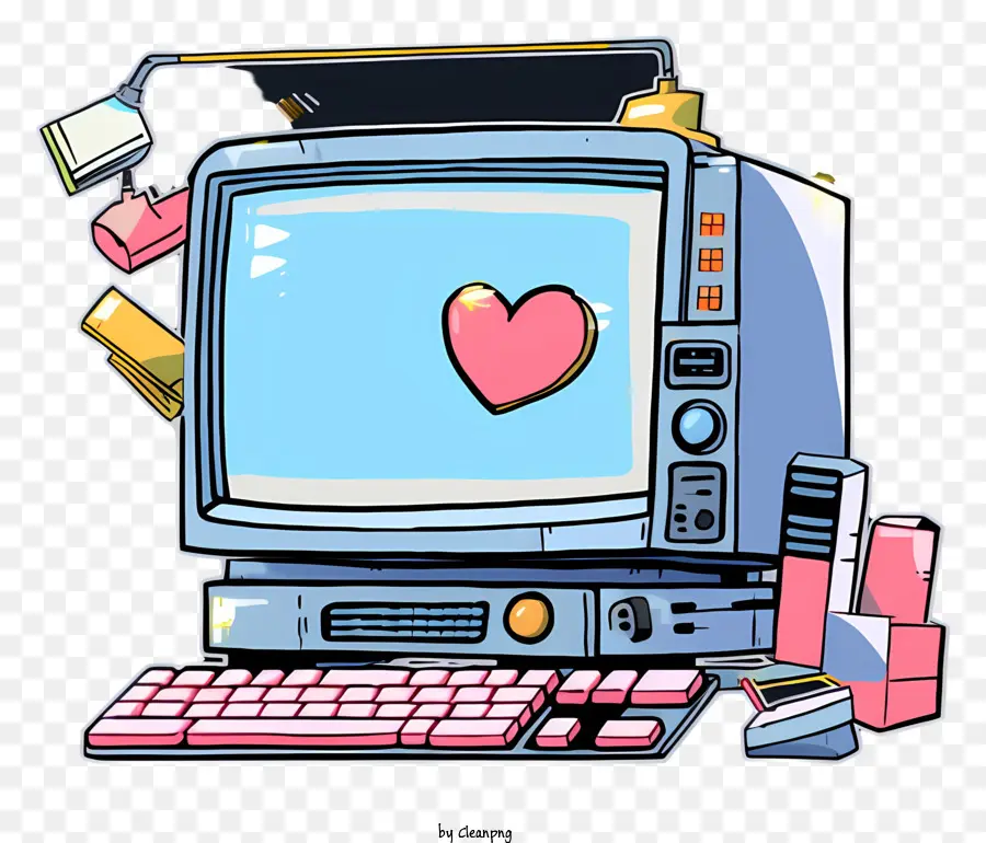 экран компьютера，Сердце в форме объекта PNG