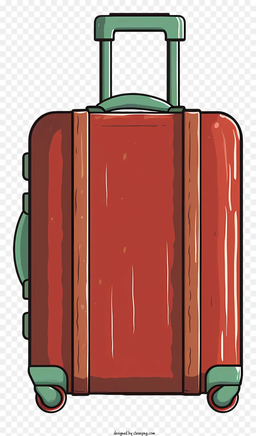 Красный чемодан，зеленая ручка PNG
