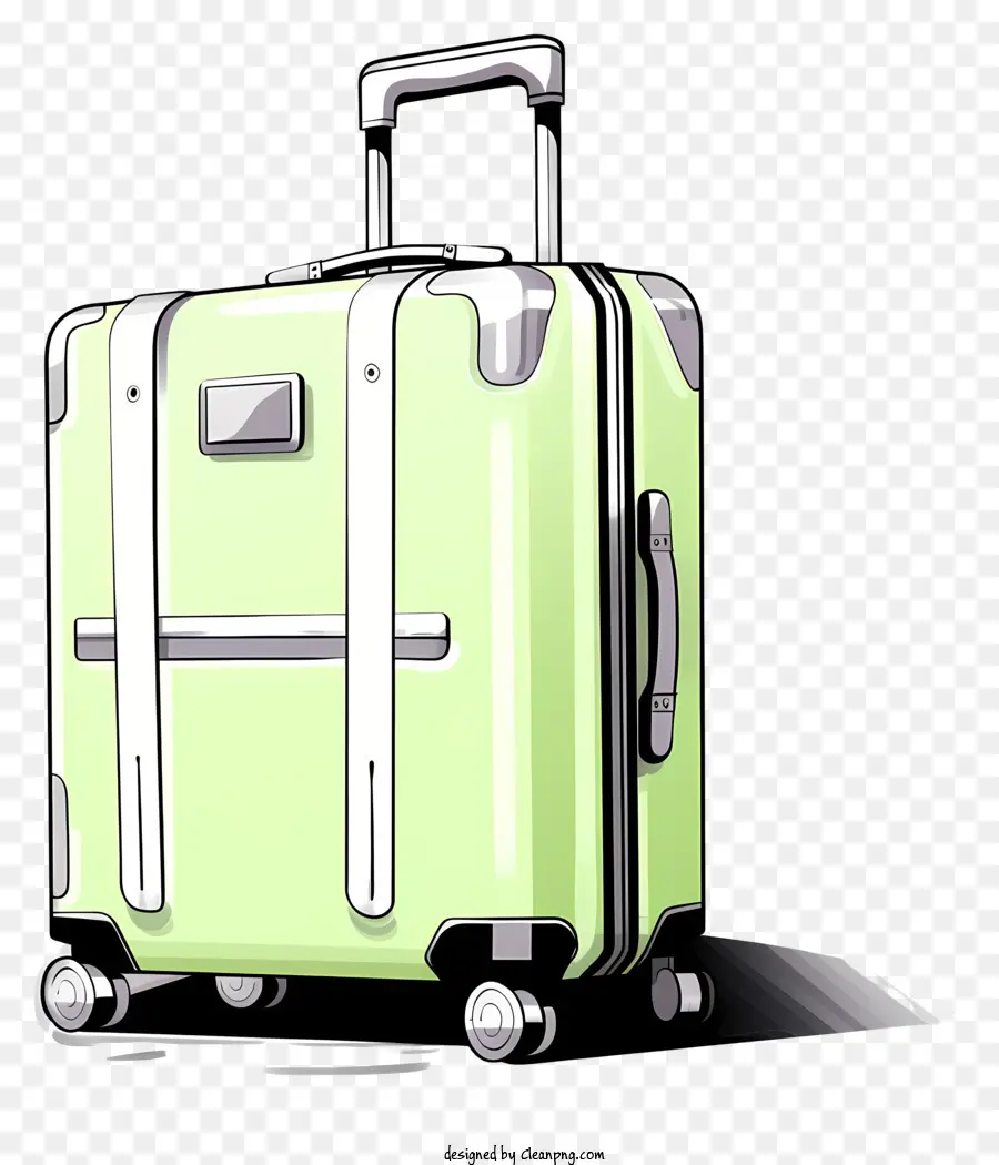 Зеленый чемодан，чемодан с колесами PNG