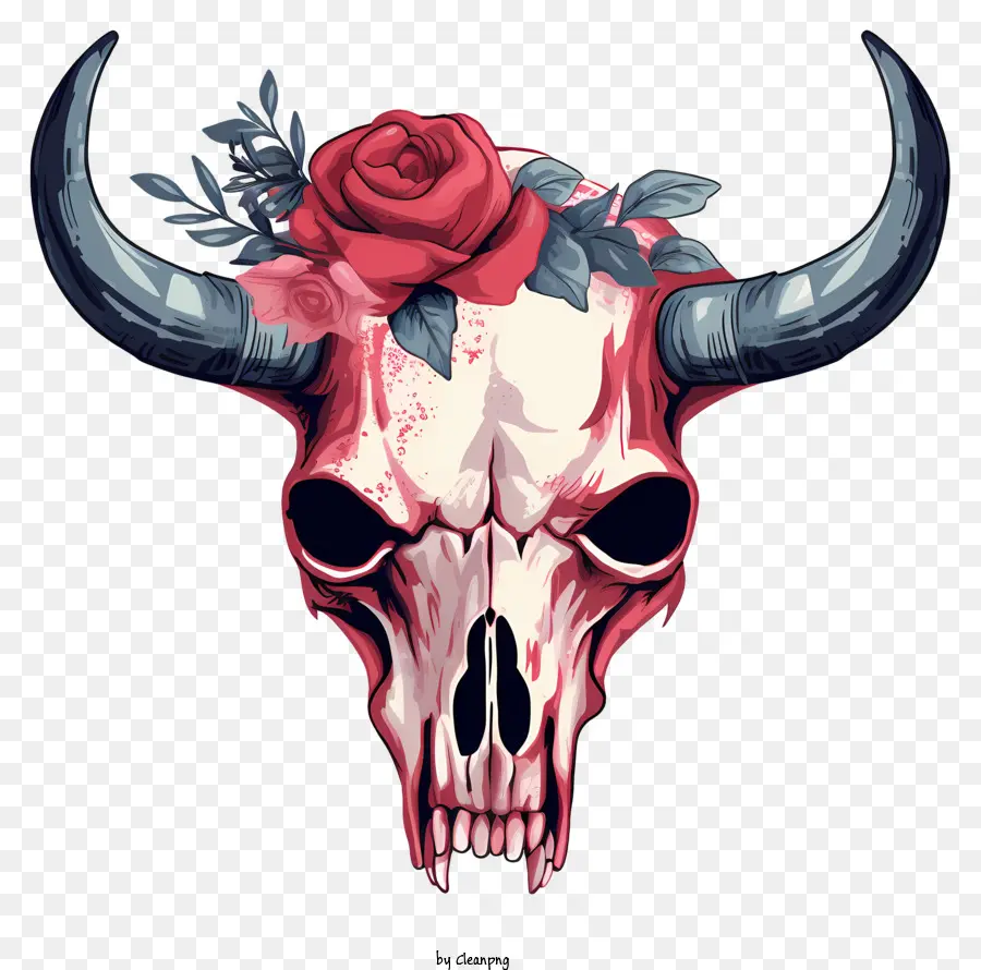 череп，Красные Розы PNG