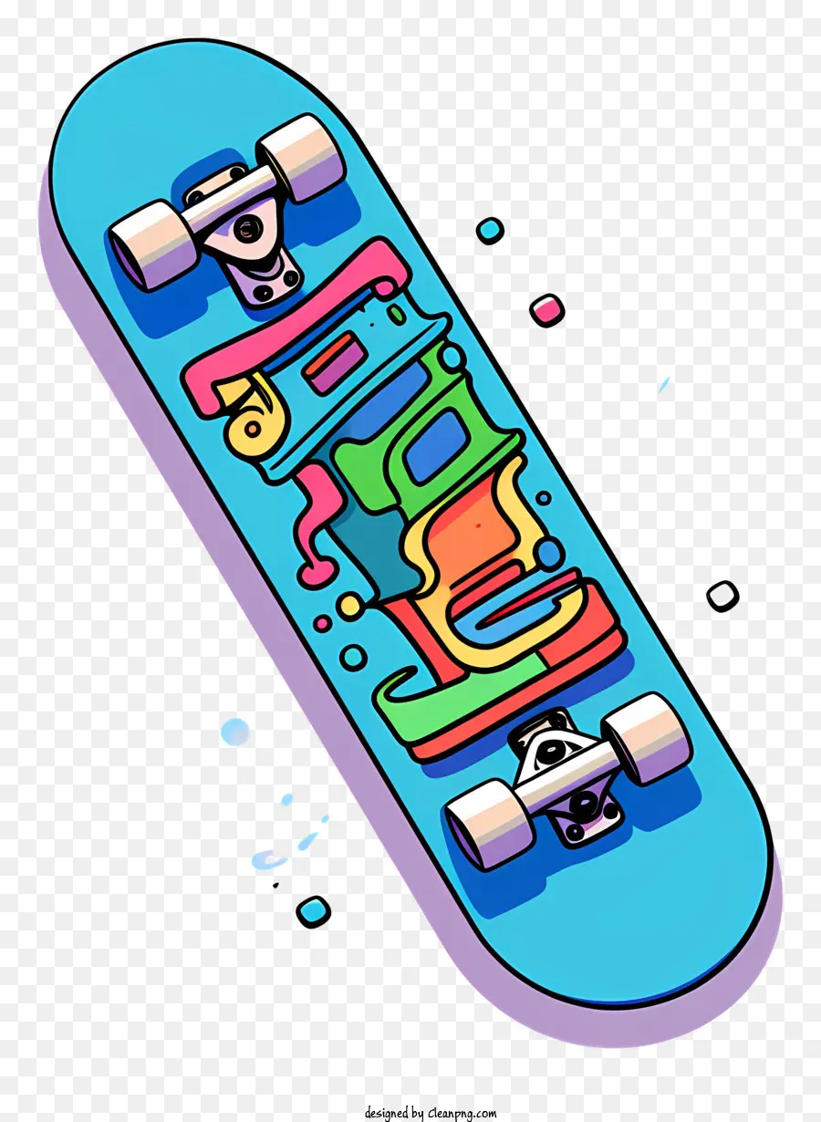 Красочный скейтборд，стилизованная иллюстрация PNG