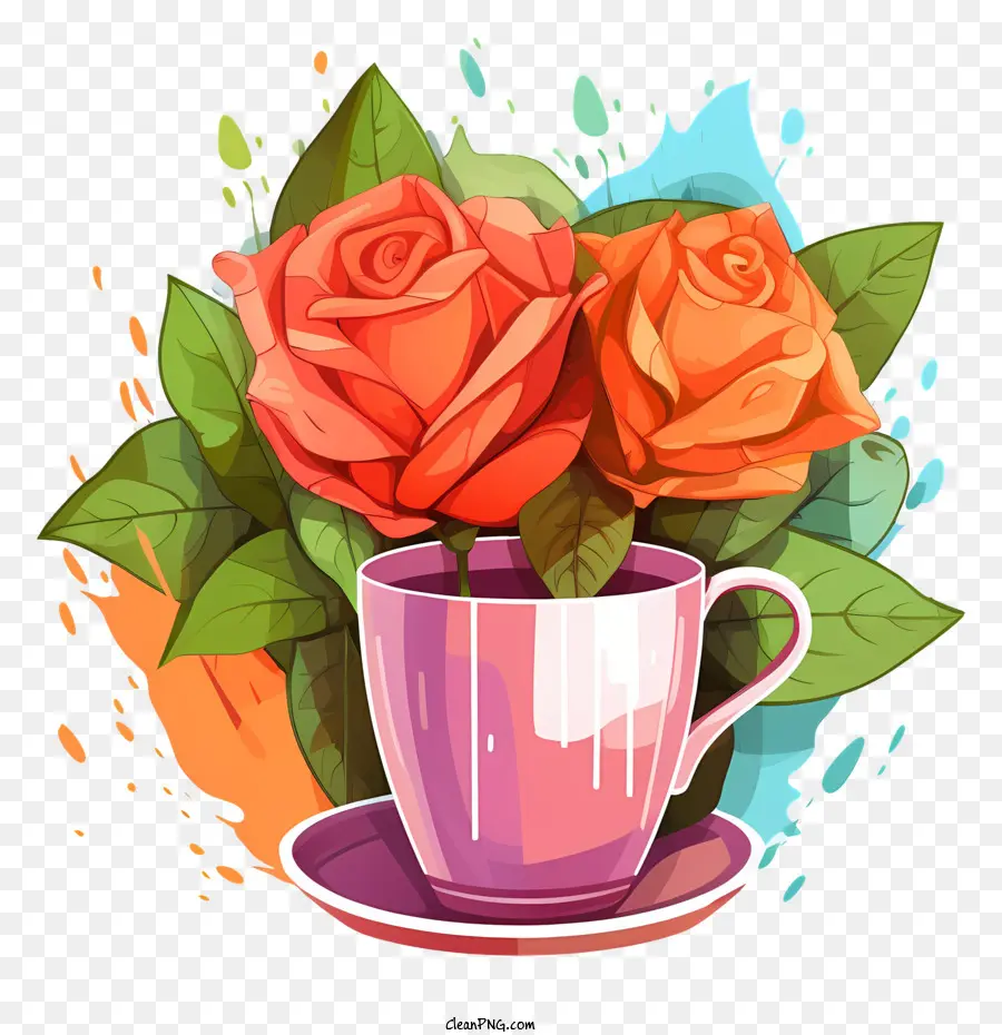Роза，Розовая чашка PNG