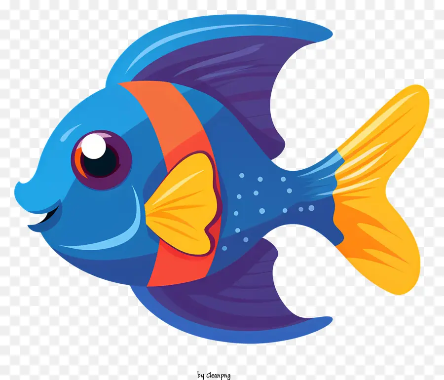 красочная рыба，синее тело PNG