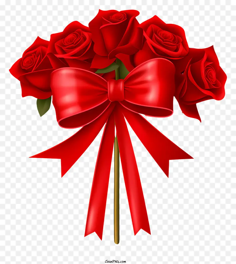 букет красных роз，красные розы с луком PNG
