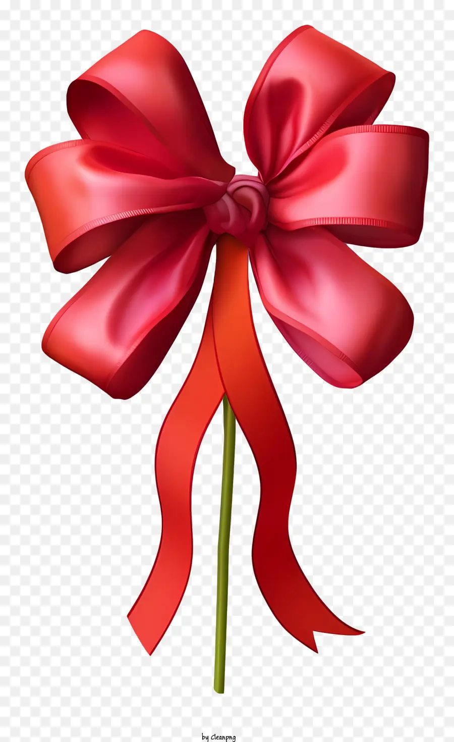 Red Bow，стебель PNG