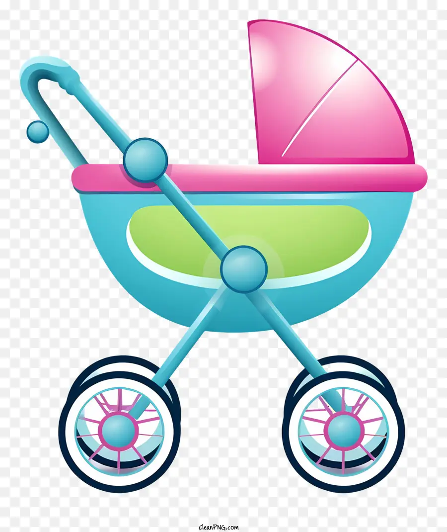 Baby Stroller，синяя и розовая коляска PNG