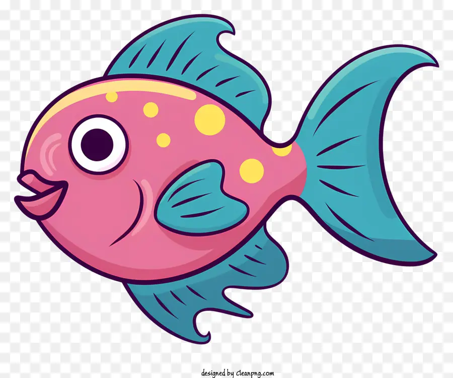 розовый рыба，синие и желтые пятна PNG