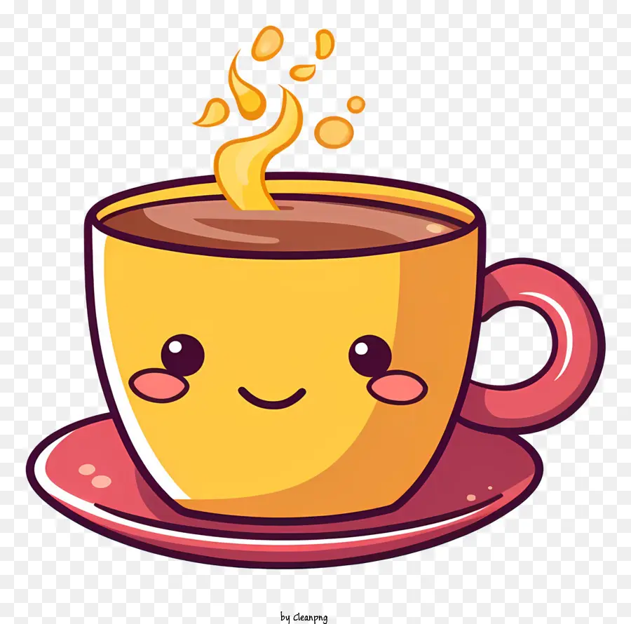 чашка кофе мультфильм，Симпатичный кофейный персонаж PNG