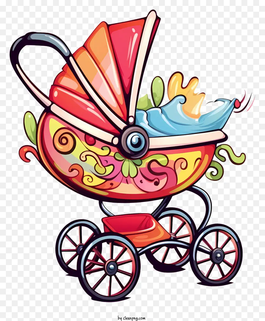 Baby Stroller，Яркая коляска PNG