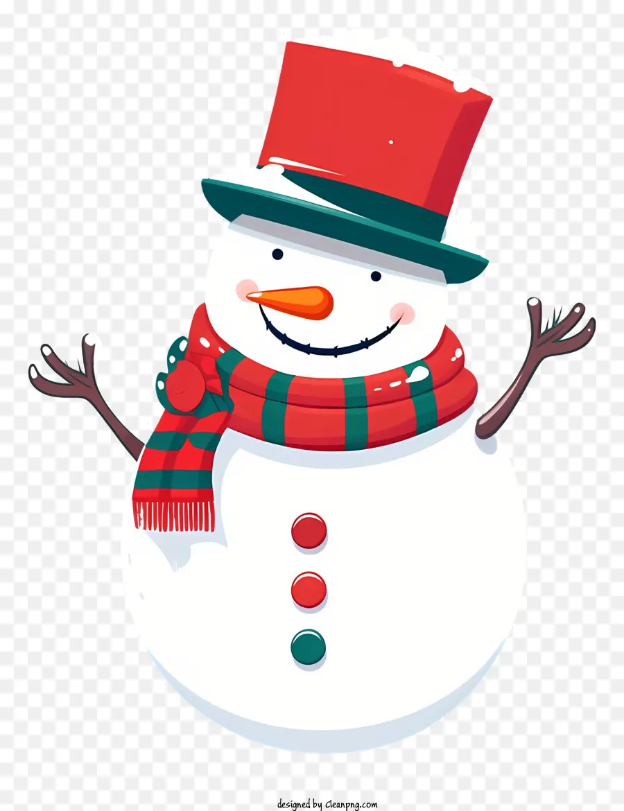 Снеговик，красный и белый полосатый шарф PNG