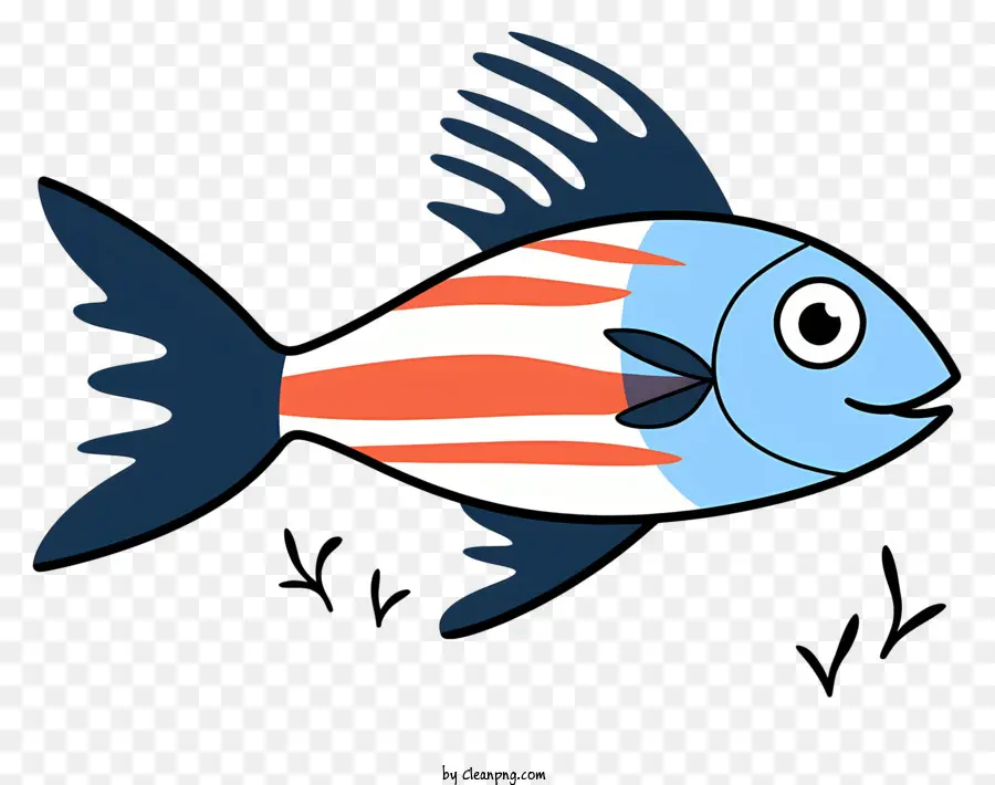 мультфильм рыбы，белые полосы PNG