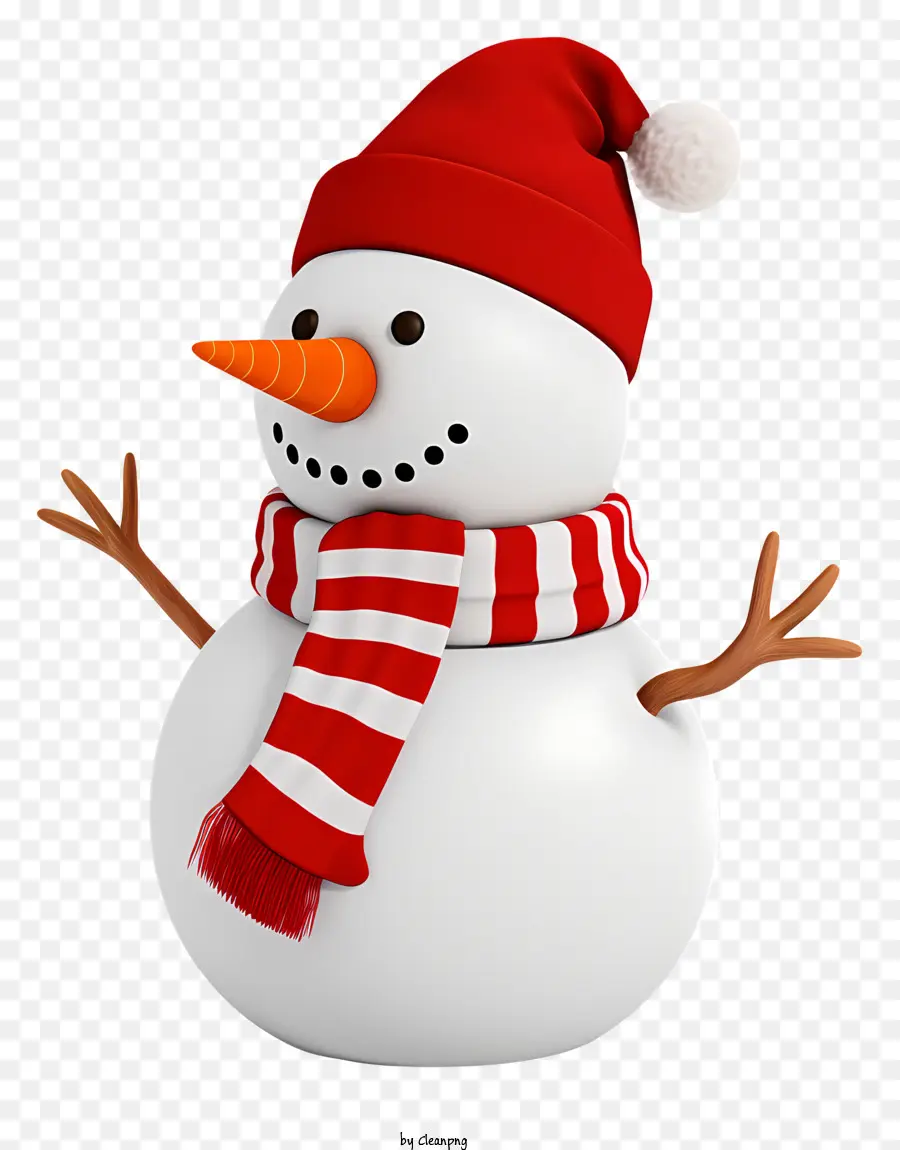 Снеговик，красный и белый полосатый шарф PNG