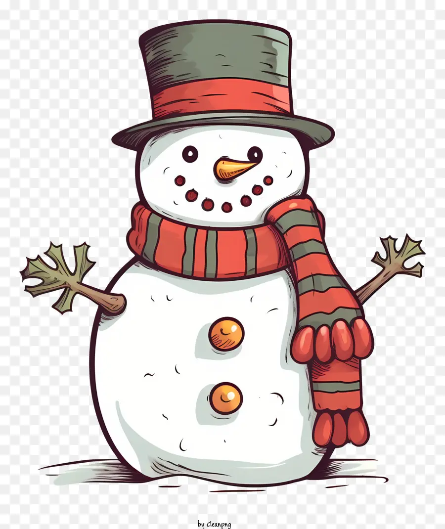 мультфильм снеговик，снеговик с черными усами PNG