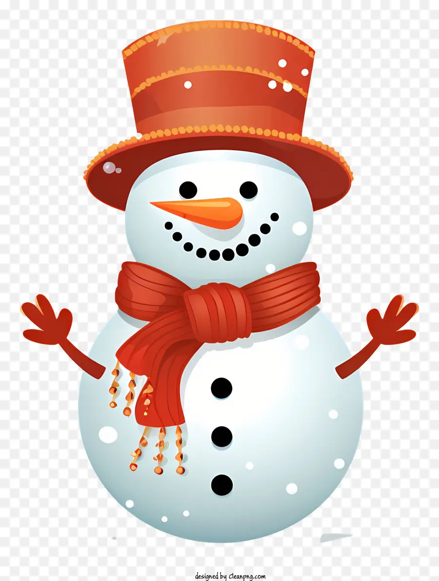 Снеговик，красный шарф PNG