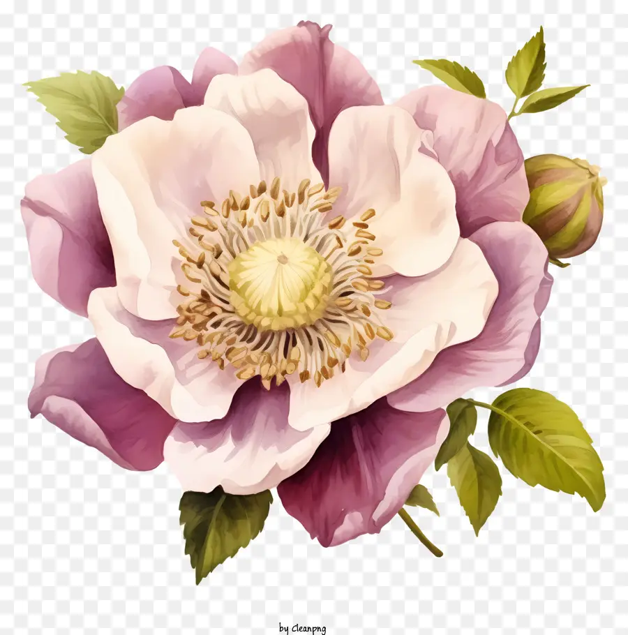 Pink Rose，белые и желтые лепестки PNG