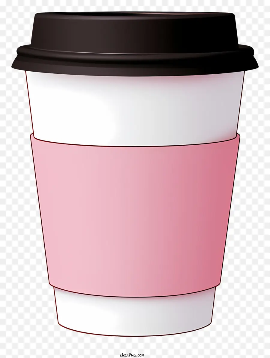 Розовая чашка，Черная пластиковая крышка PNG