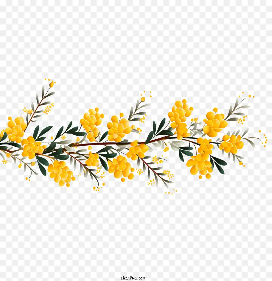 Золотой плетение，желтые цветы PNG