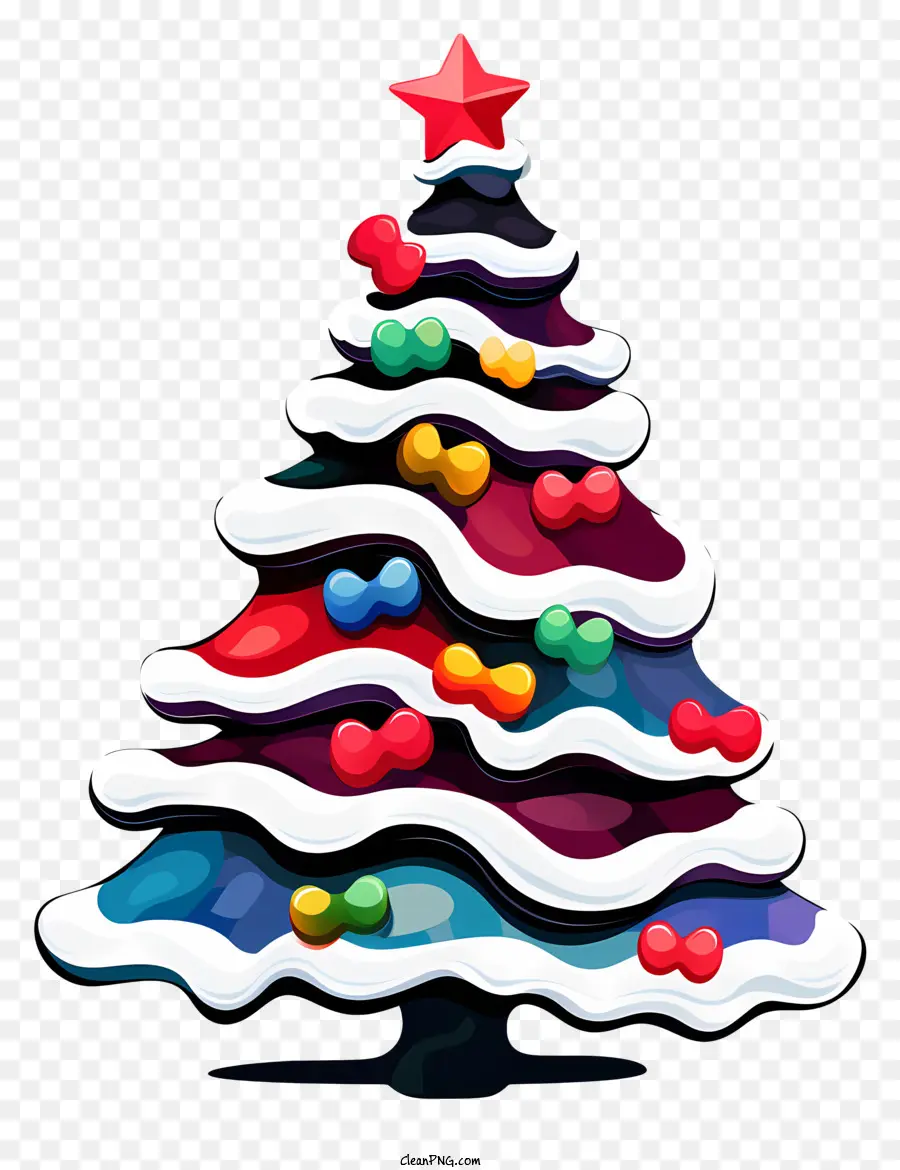 мультфильм Рождественская елка，красочные украшения PNG