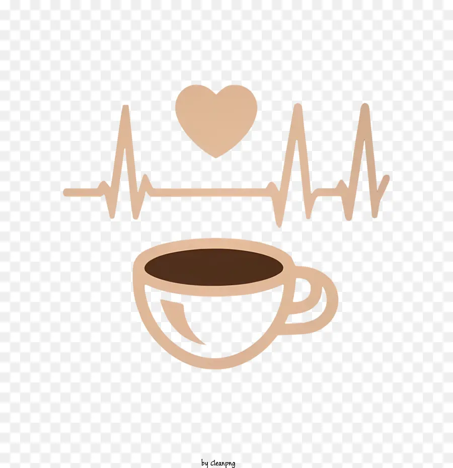 Кофейная чашка и знак сердца，сердцебиение PNG