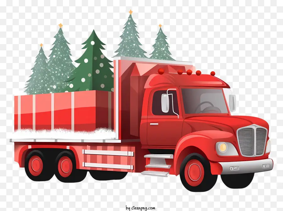 Рождественский грузовик，Красный полурозок PNG
