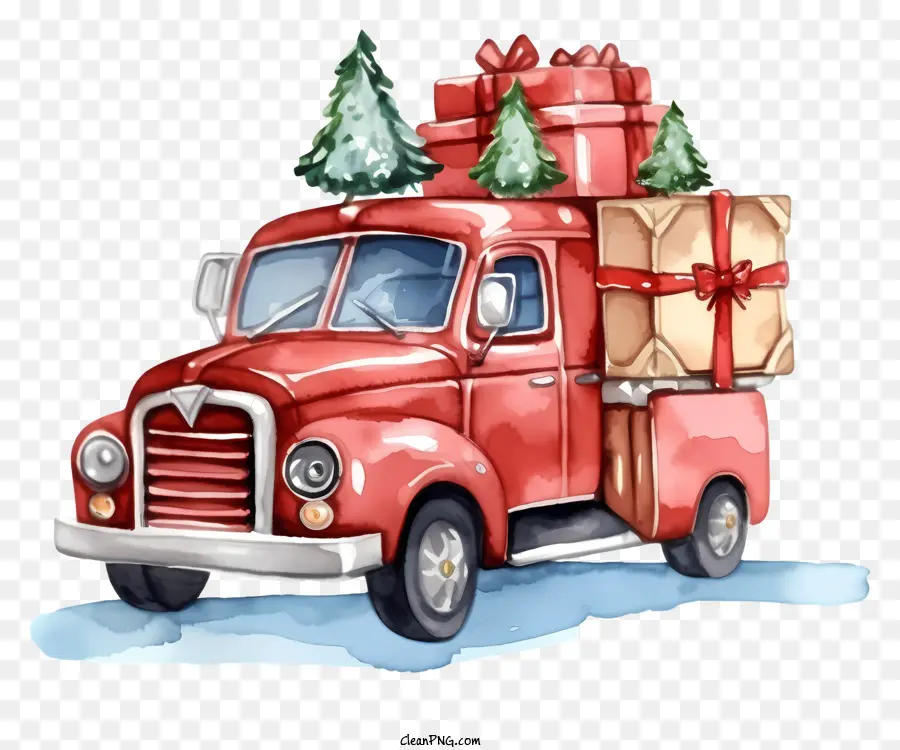 Винтажный грузовик，Christmas Decorations PNG