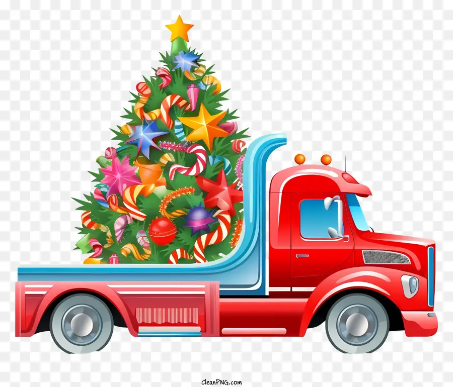 красный грузовик，Рождественская елка PNG