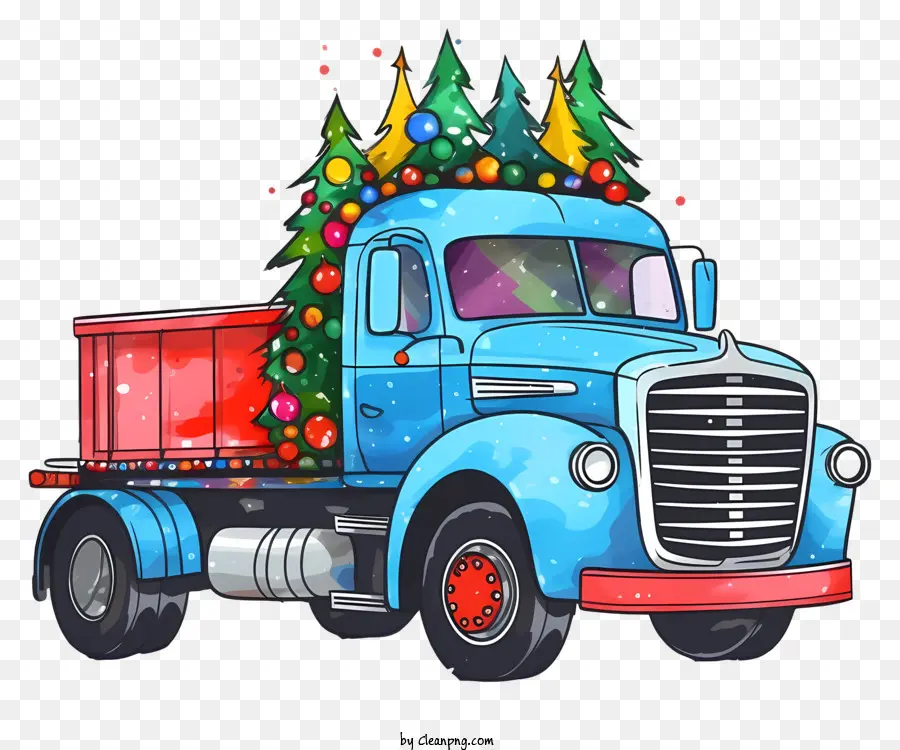синий грузовик，перевозка деревьев PNG