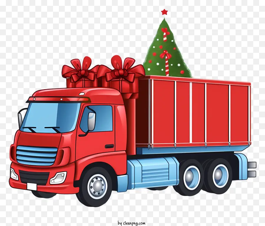 Рождественский грузовик，красный грузовик PNG