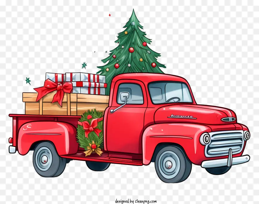 Рождественский грузовик，Санта Клауса Шляпа PNG