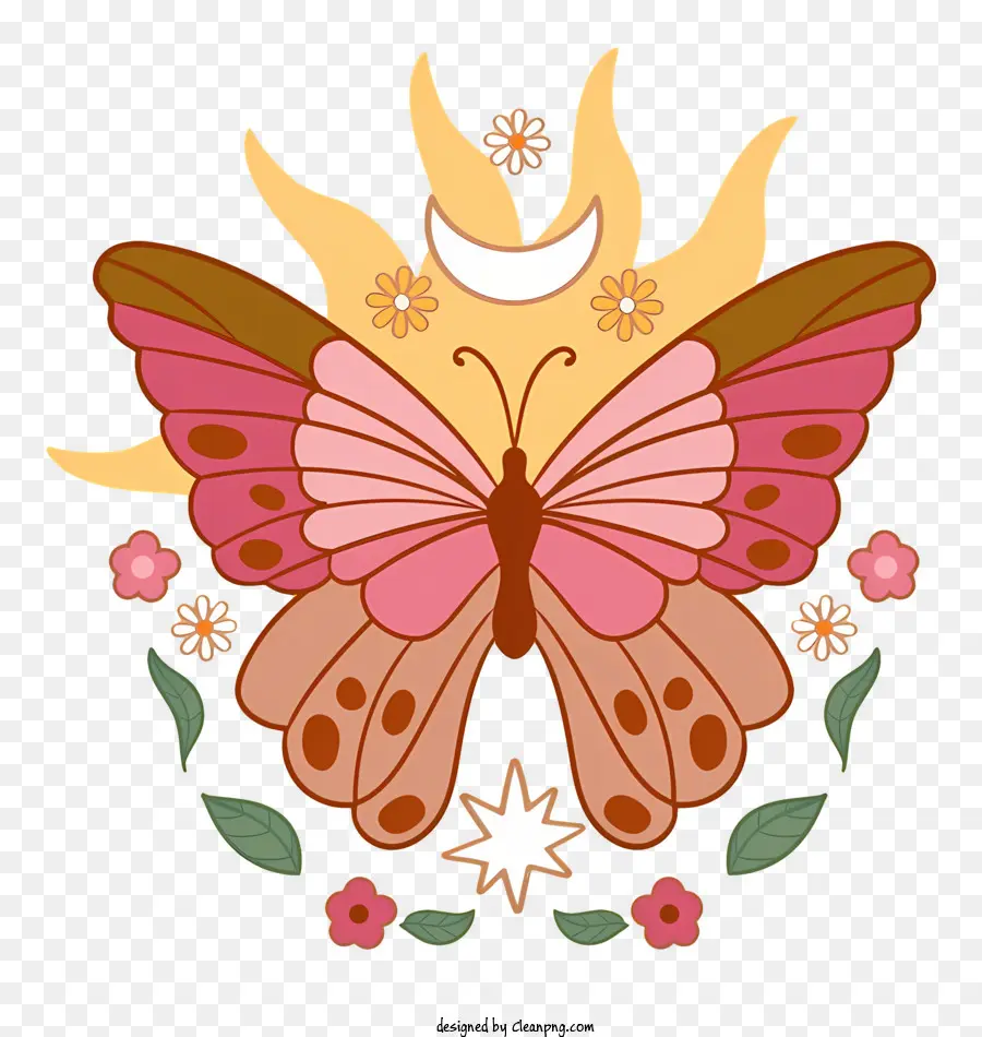 Бабочка，розовая и оранжевая бабочка PNG