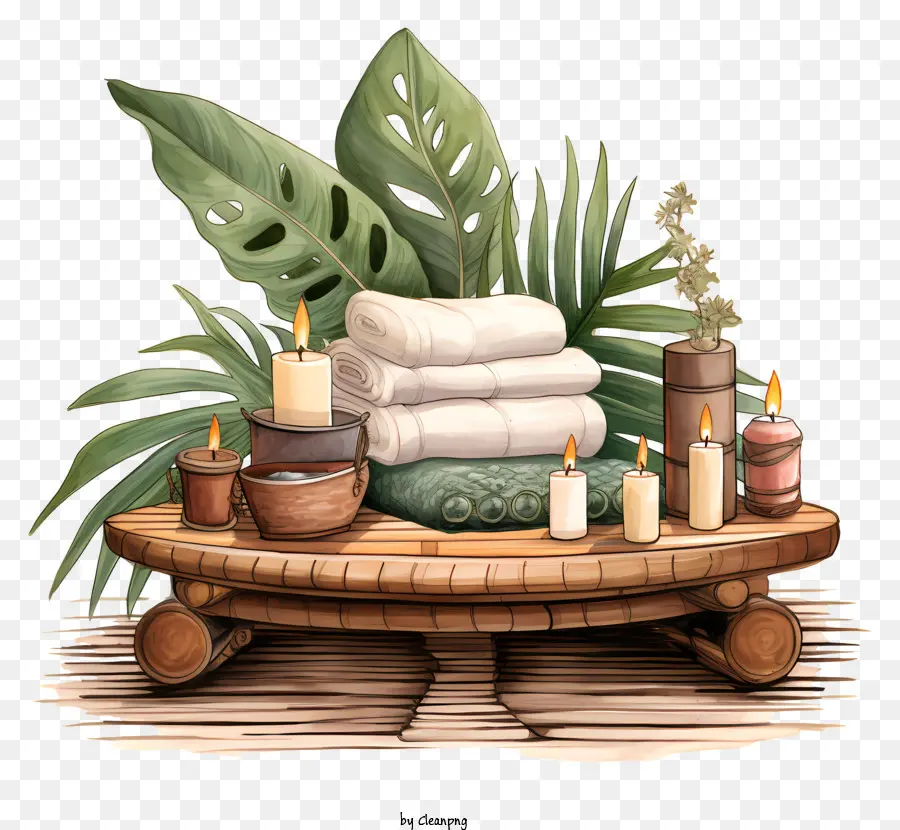 Деревянный поднос，полотенца PNG