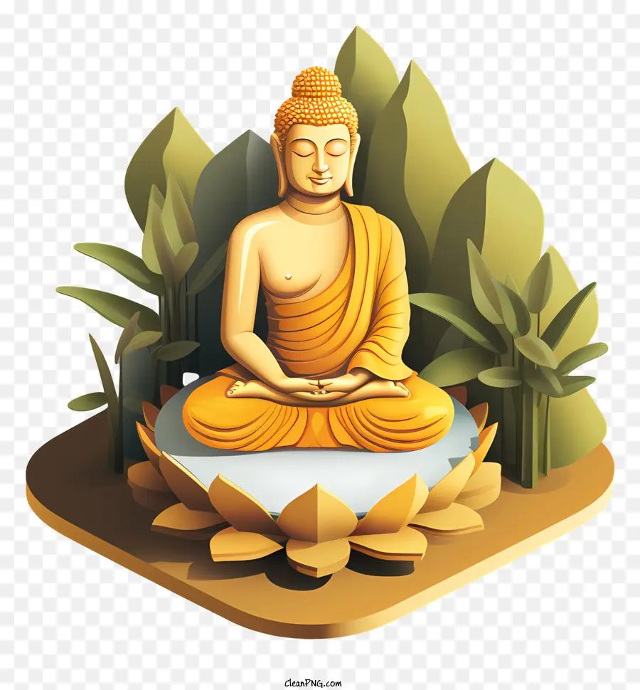 Буддийская статуя，Позе лотоса PNG