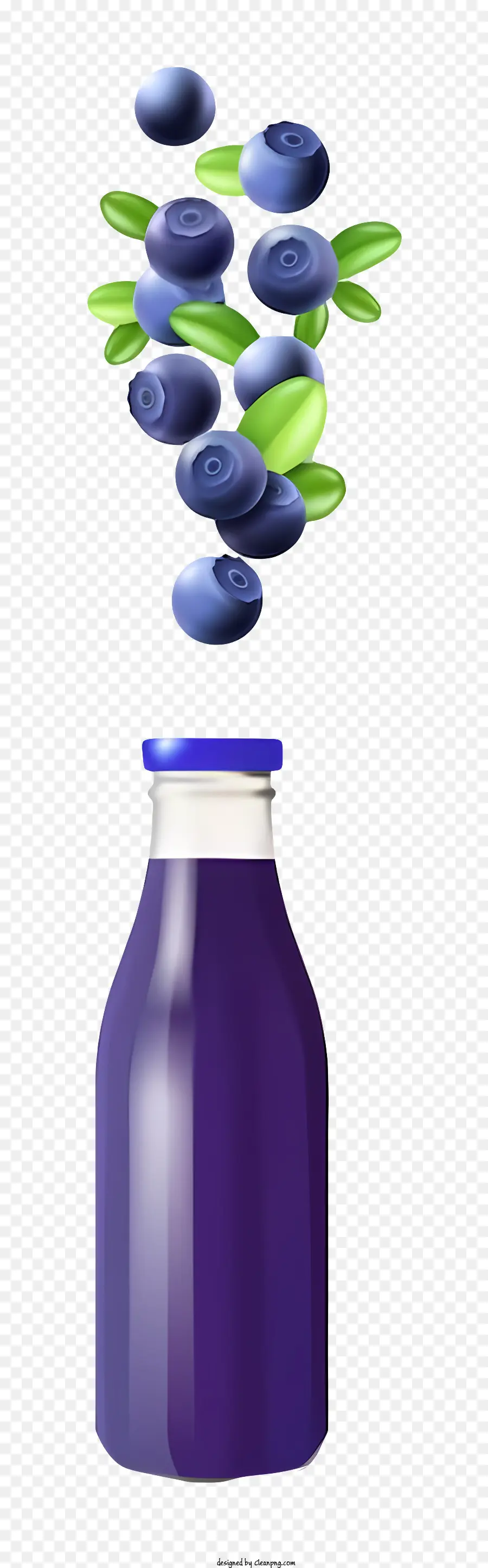 Голубая стеклянная бутылка，Красочная черника PNG