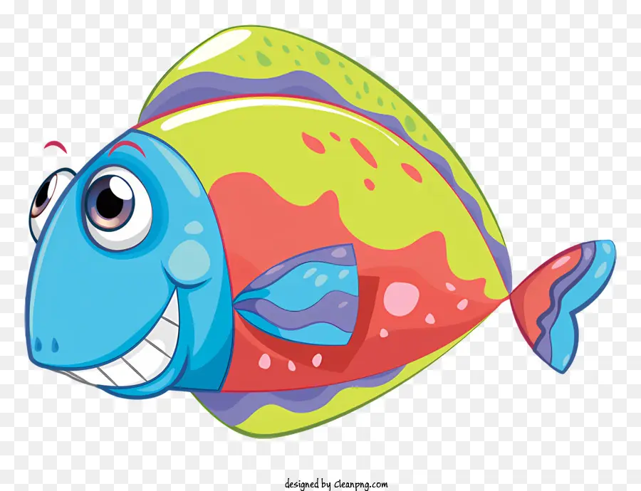 красочная рыба，большая улыбка PNG