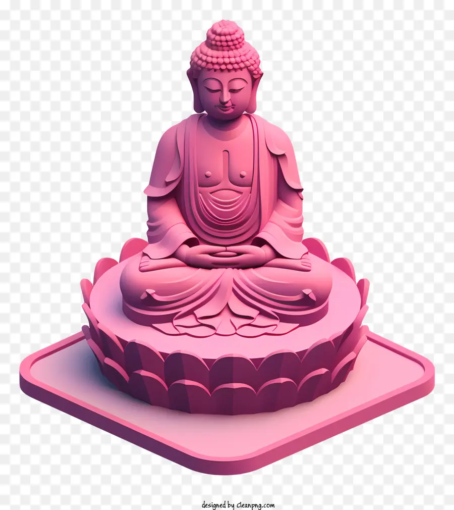 Розовая статуя Будды，3d визуализация PNG