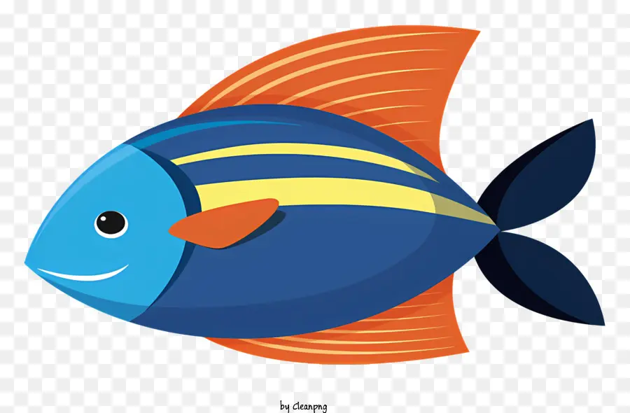 мультфильм рыбы，синяя и желтая полосатая рыба PNG