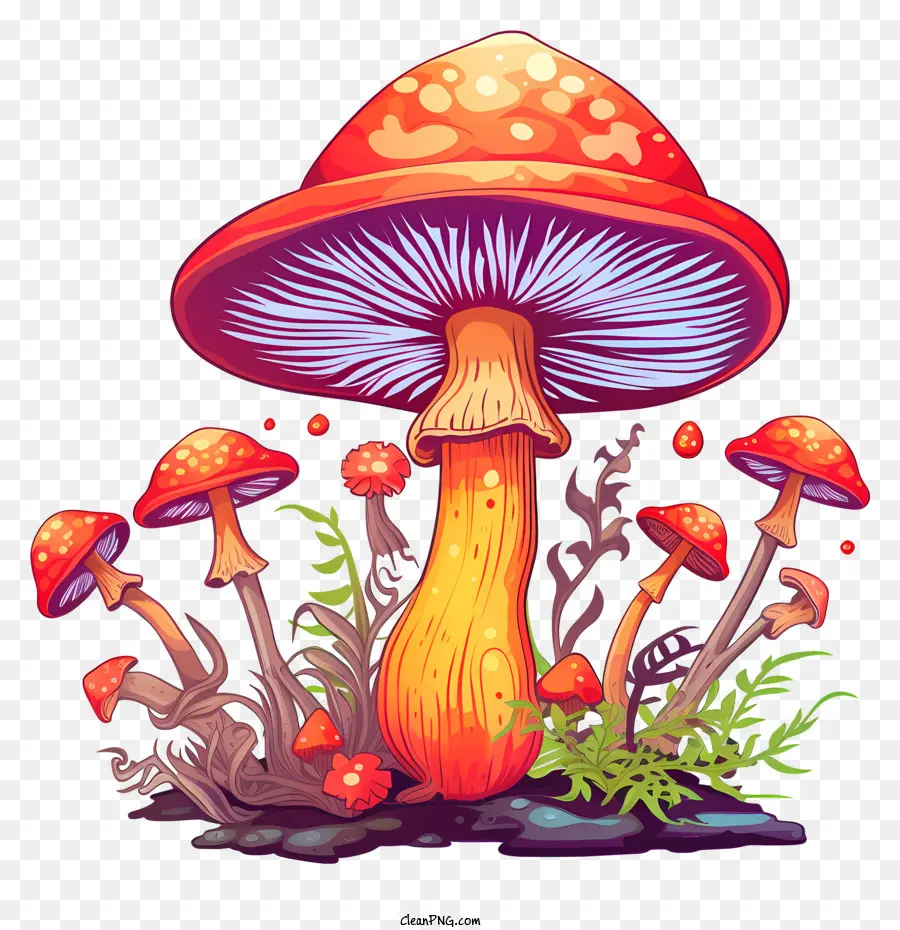грибы，пышная среда PNG