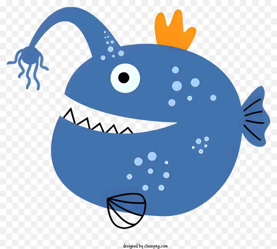 Маленькая голубая рыба，корона PNG